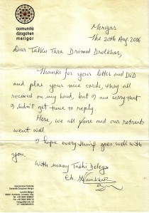 Dharma letter from Chögyal Namkhai Norbu Rinpoche, Merigar Dzogchen Community, Italy, 2006